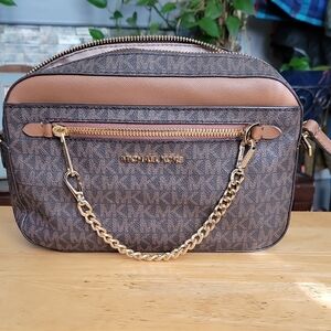 Michael Kors Tan and Brown Signature Crossbody